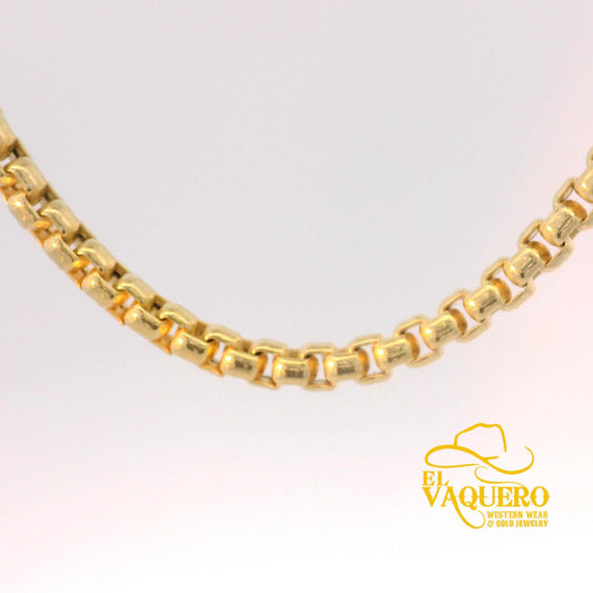 10K Gold Box Round Necklace