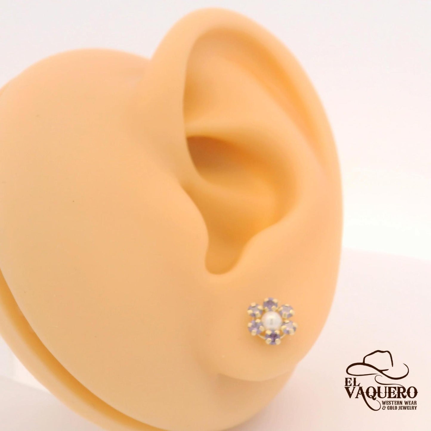 14K Gold Pearl Flower Stud Earrings – Multiple Colors