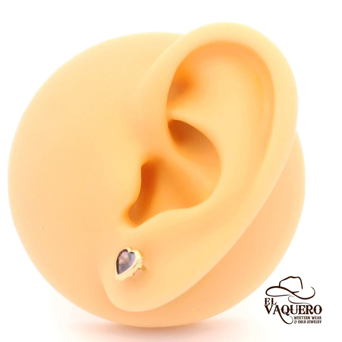 14K Gold Heart Gemstone Stud Earrings