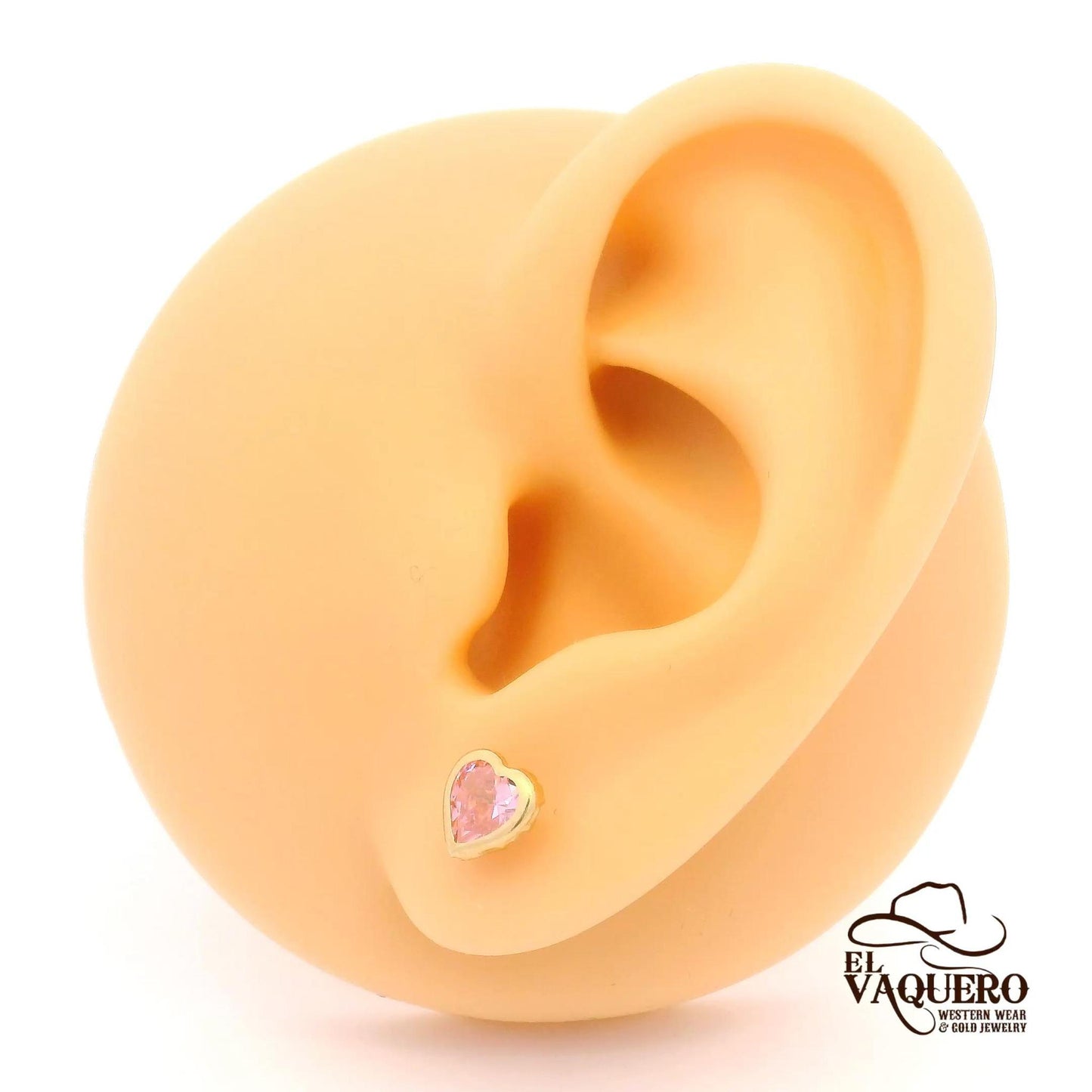 14K Gold Heart Gemstone Stud Earrings