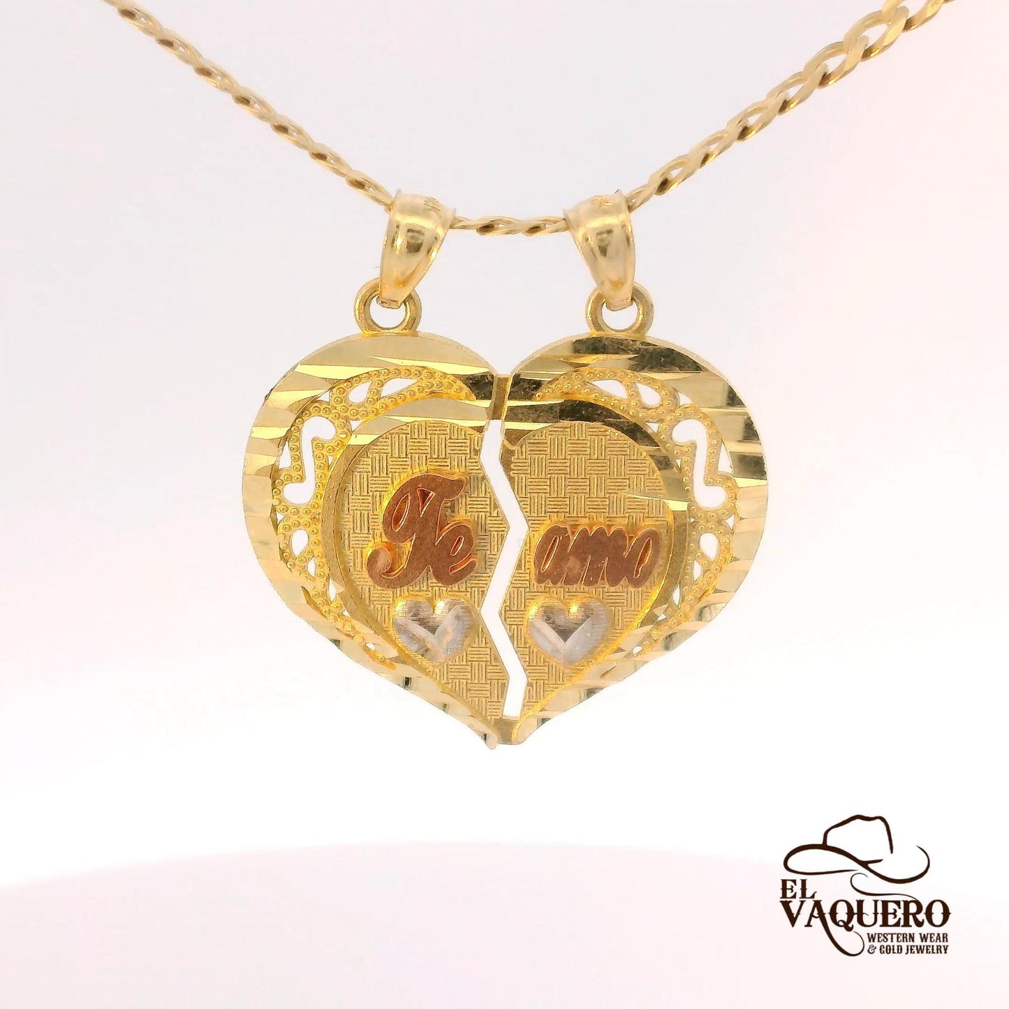 14K Gold “Te Amo” Break-Apart Heart Pendant