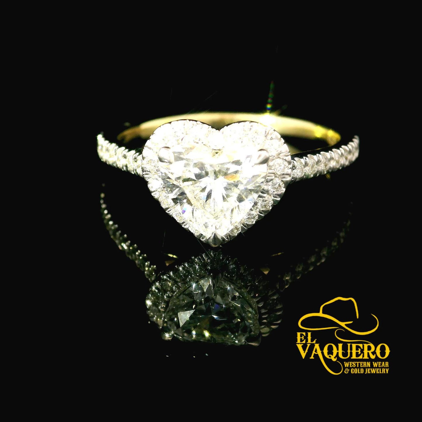 14K Gold Heart Solitaire CVD Diamond Engagement Ring