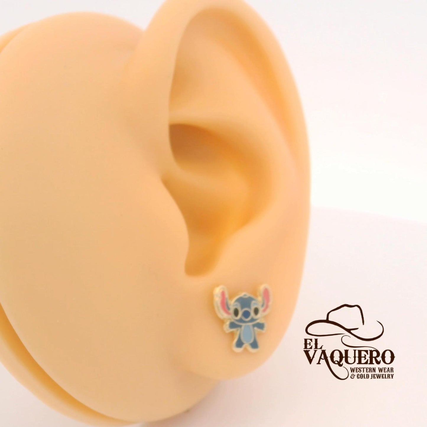 14K Gold Alien Character Stud Earrings