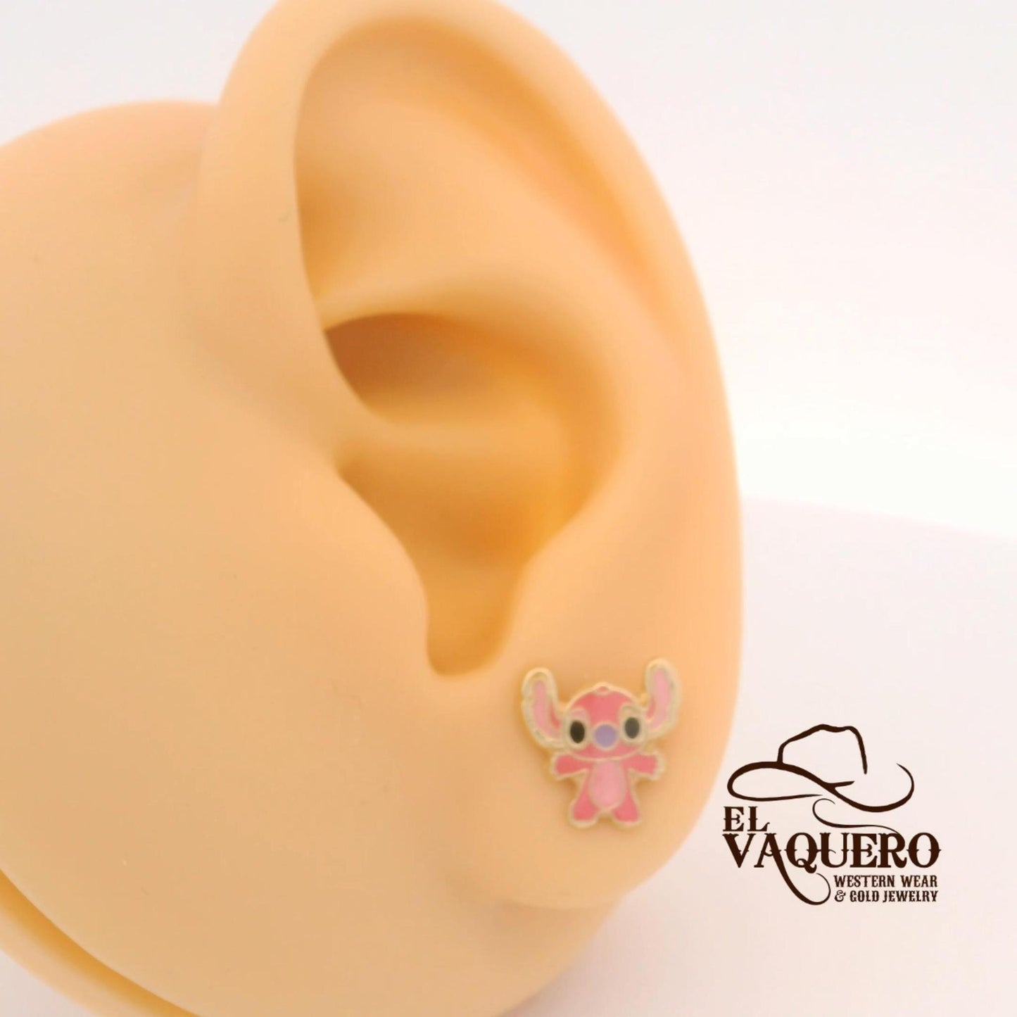 14K Gold Alien Character Stud Earrings