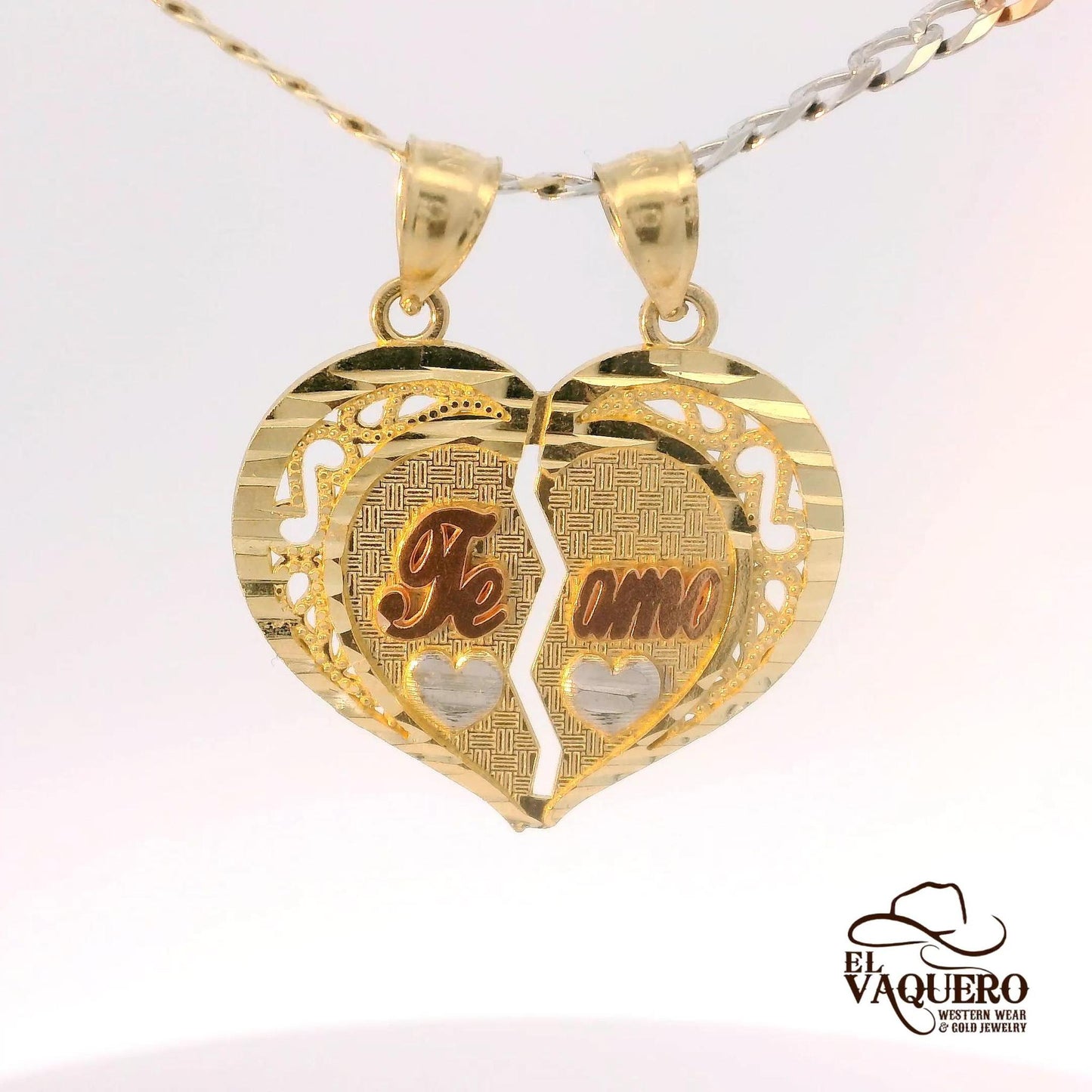 14K Gold “Te Amo” Break-Apart Heart Pendant