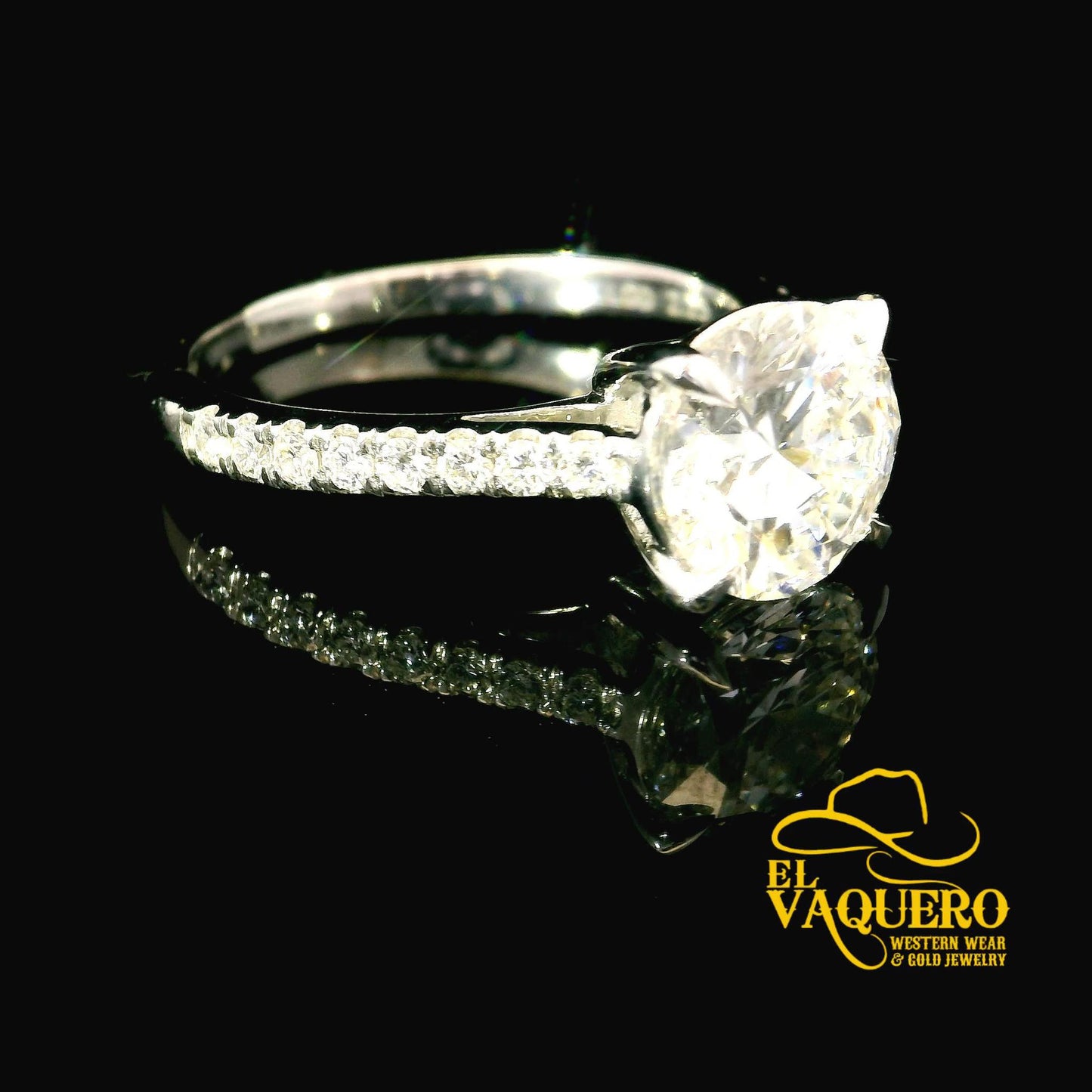 14K White Gold CVD Diamond Engagement Ring