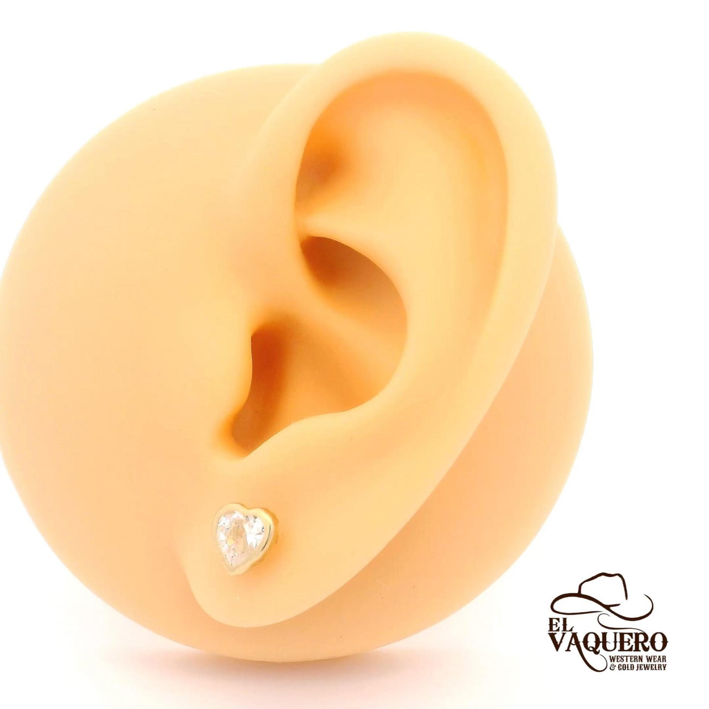 14K Gold Heart Gemstone Stud Earrings