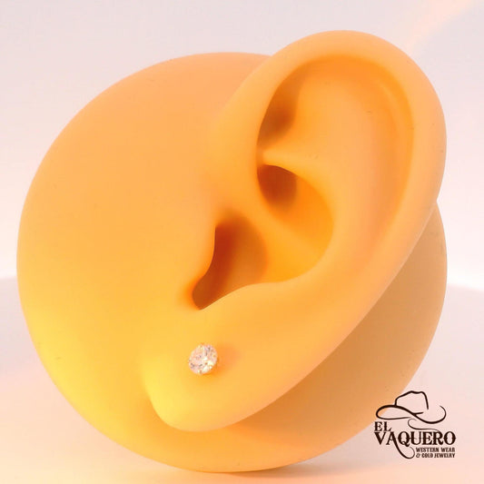 14K Gold Classic Round Stud Earrings (Lab Diamonds)