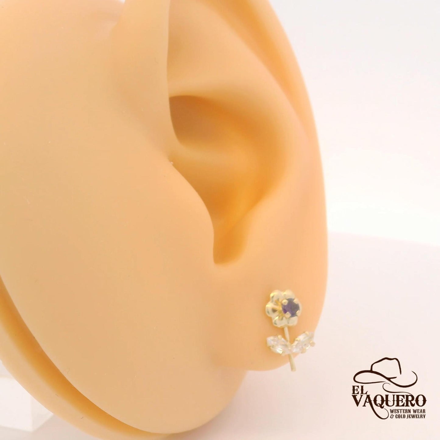 14K Gold Petite Flower Stud Earrings