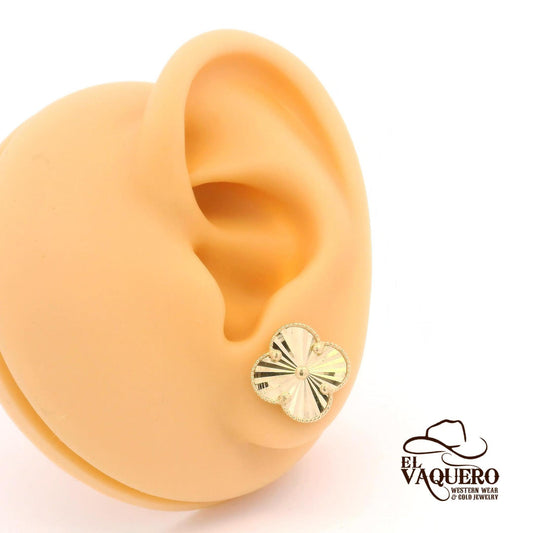 14K Gold Clover Stud Earrings