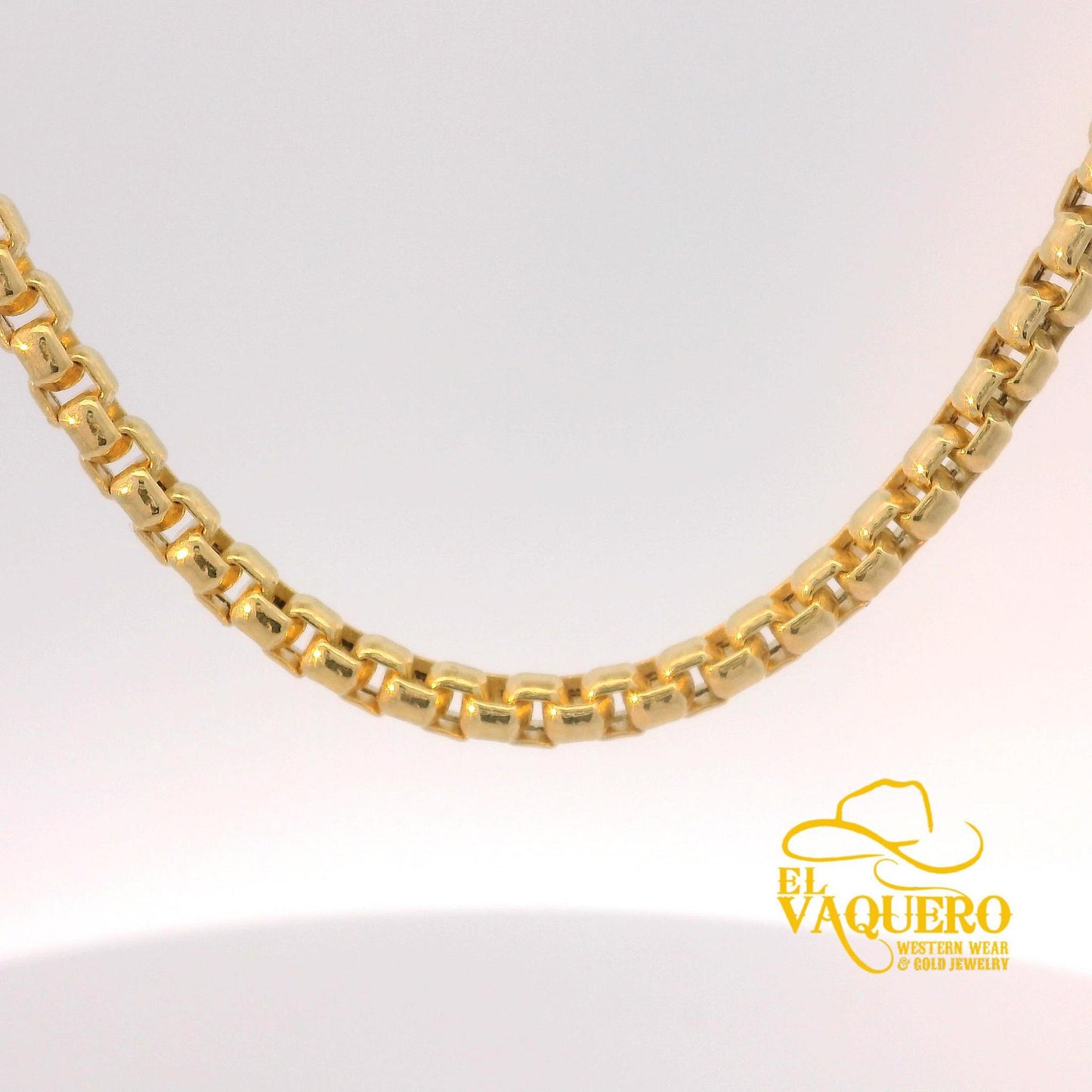 10K Gold Box Round Necklace