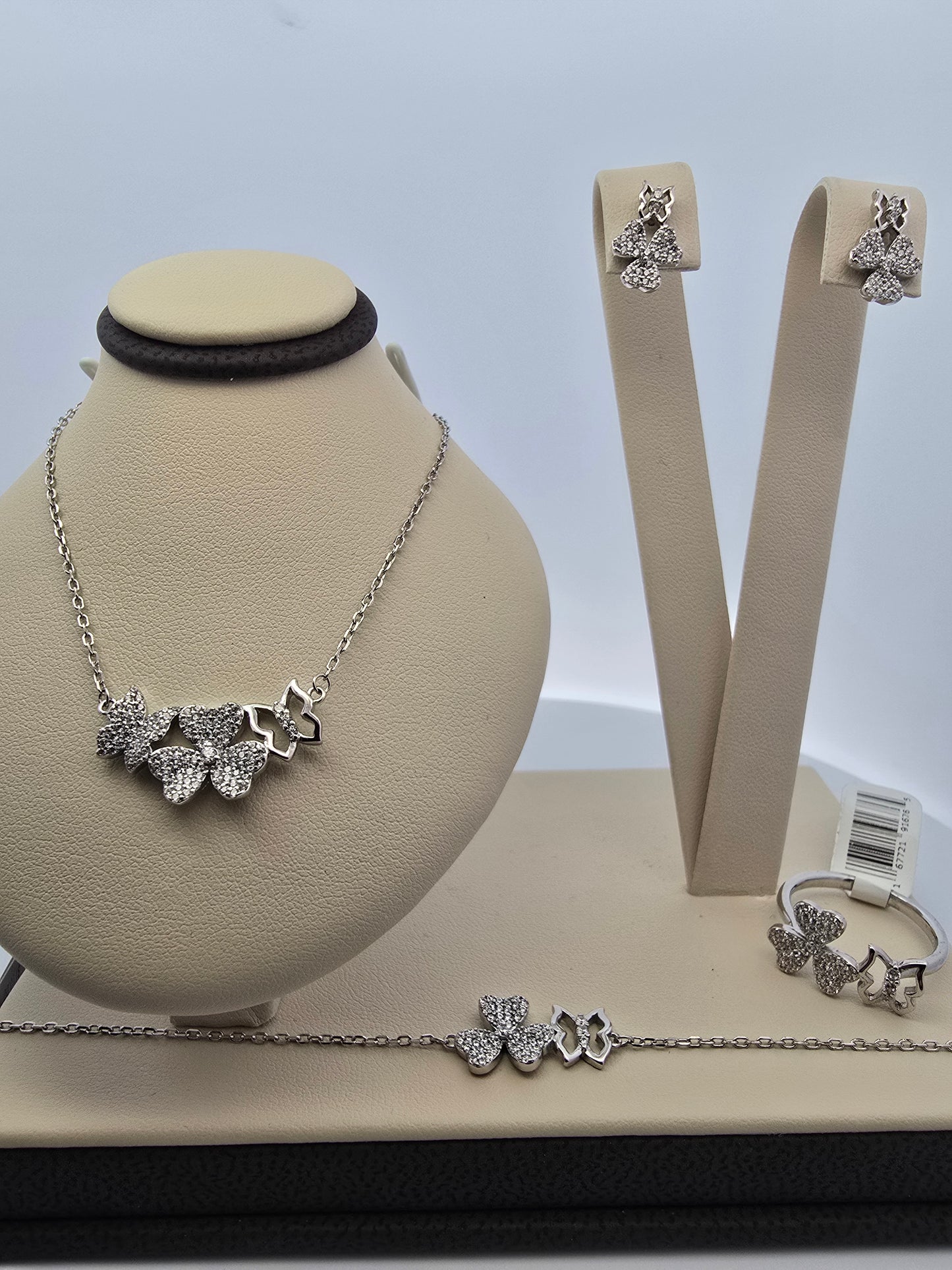 Set Silver 925 Necklace, Bracelet, Earrings & Ring