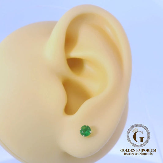 14K Petite Gold Vibrant Green Stud Earrings