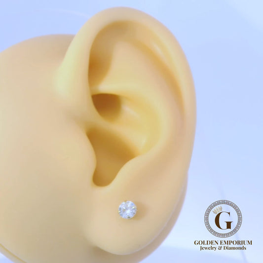 14K Gold Petite Clear Stone Stud Earrings