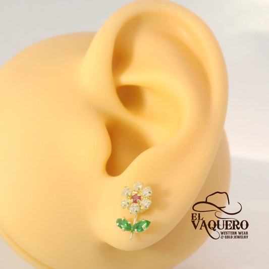 14K Gold Flower Stud Earrings