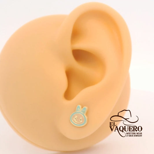 14K Gold Labubu Face Stud Earrings