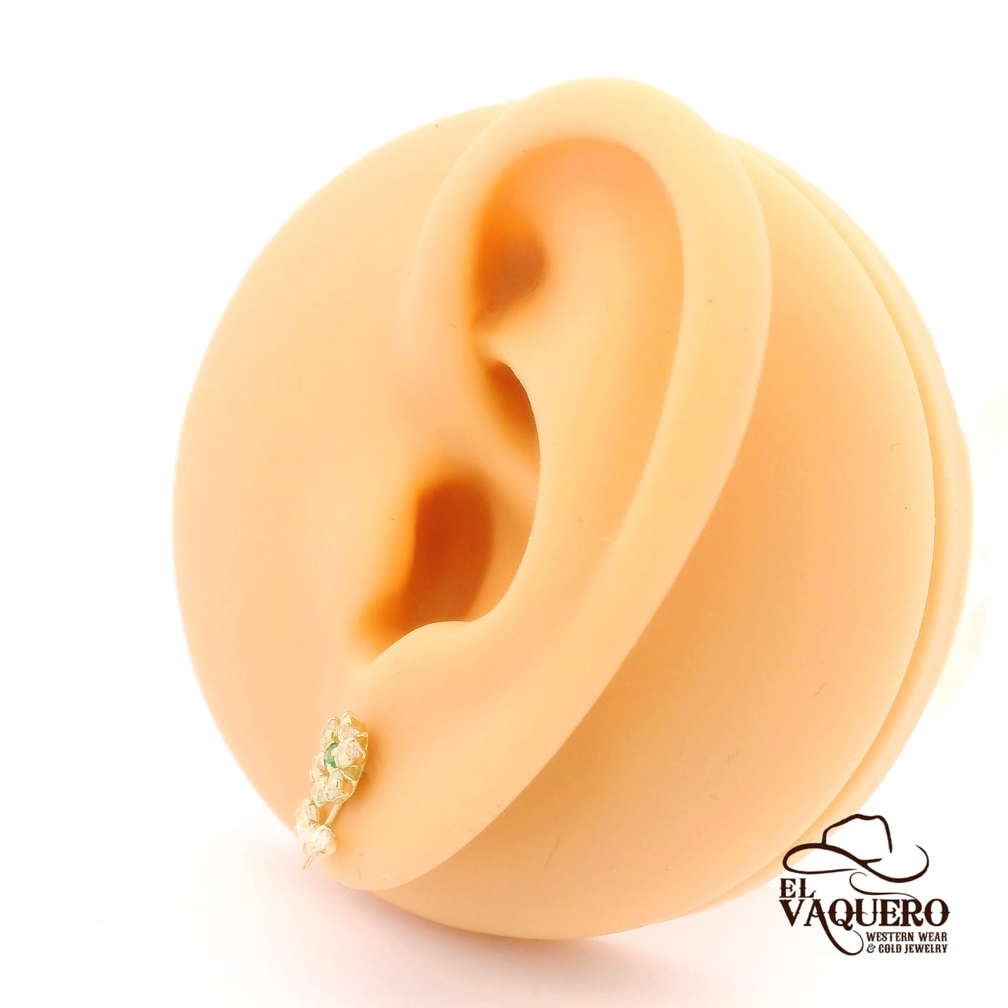 14K Gold Daisy Flower Stud Earrings with CZ
