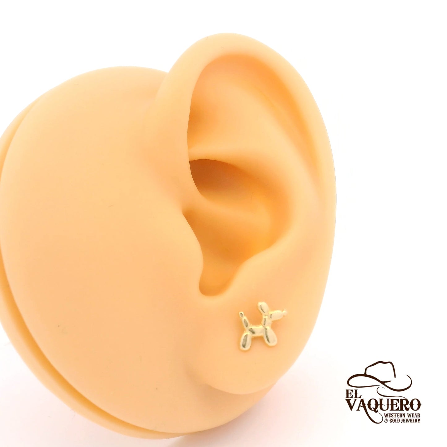 14K Gold Balloon Dog Stud Earrings
