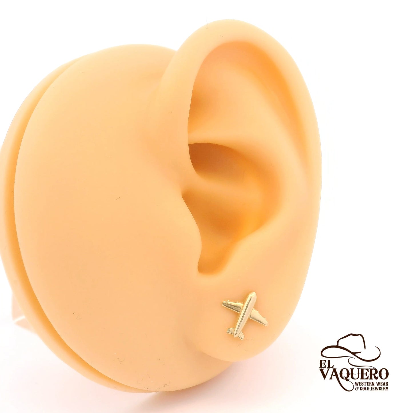 14K Gold Airplane Stud Earrings