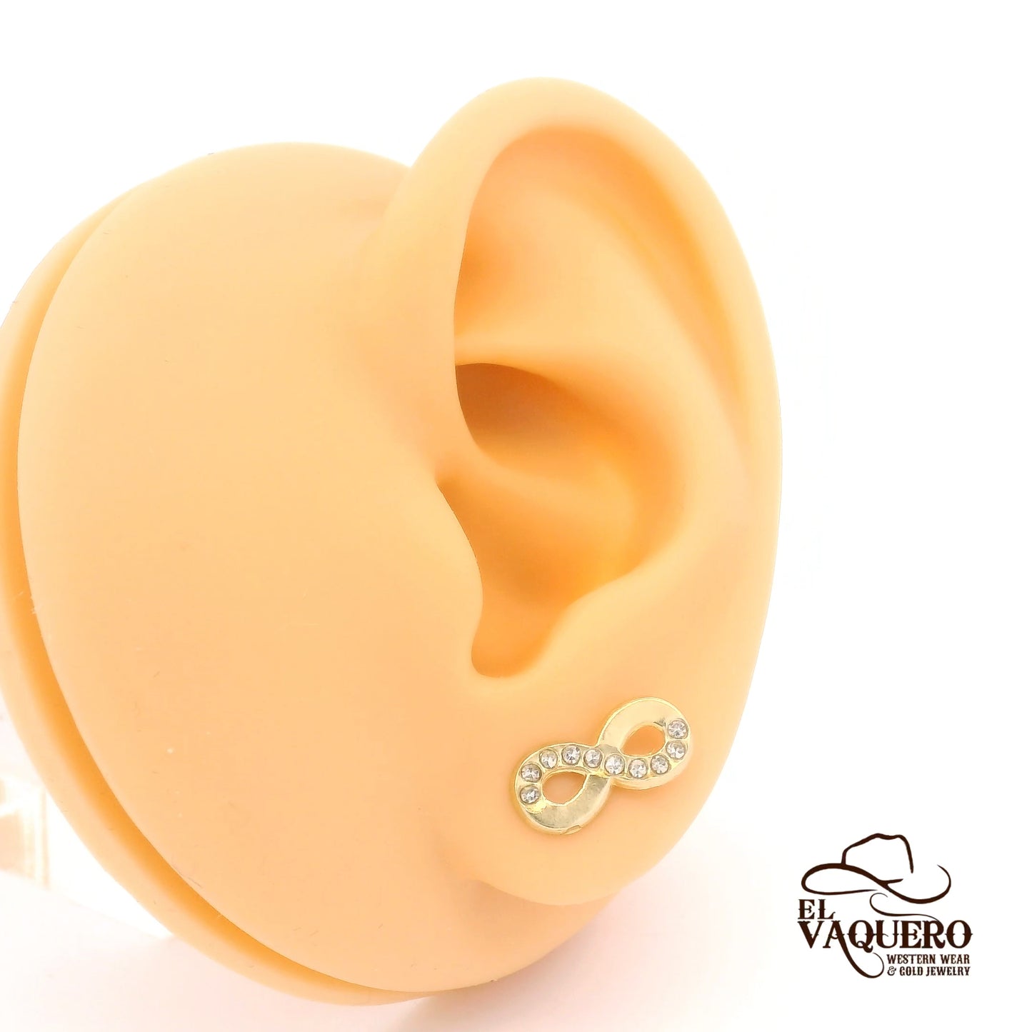 14K Gold Infinity Stud Earrings with CZ