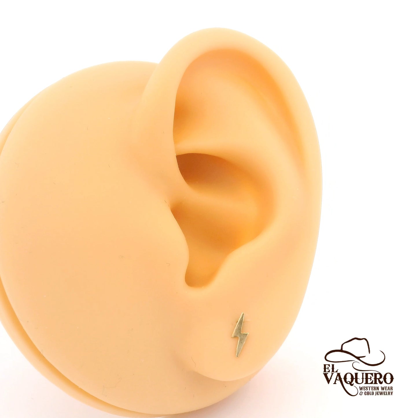 14K Gold Lightning Bolt Stud Earring