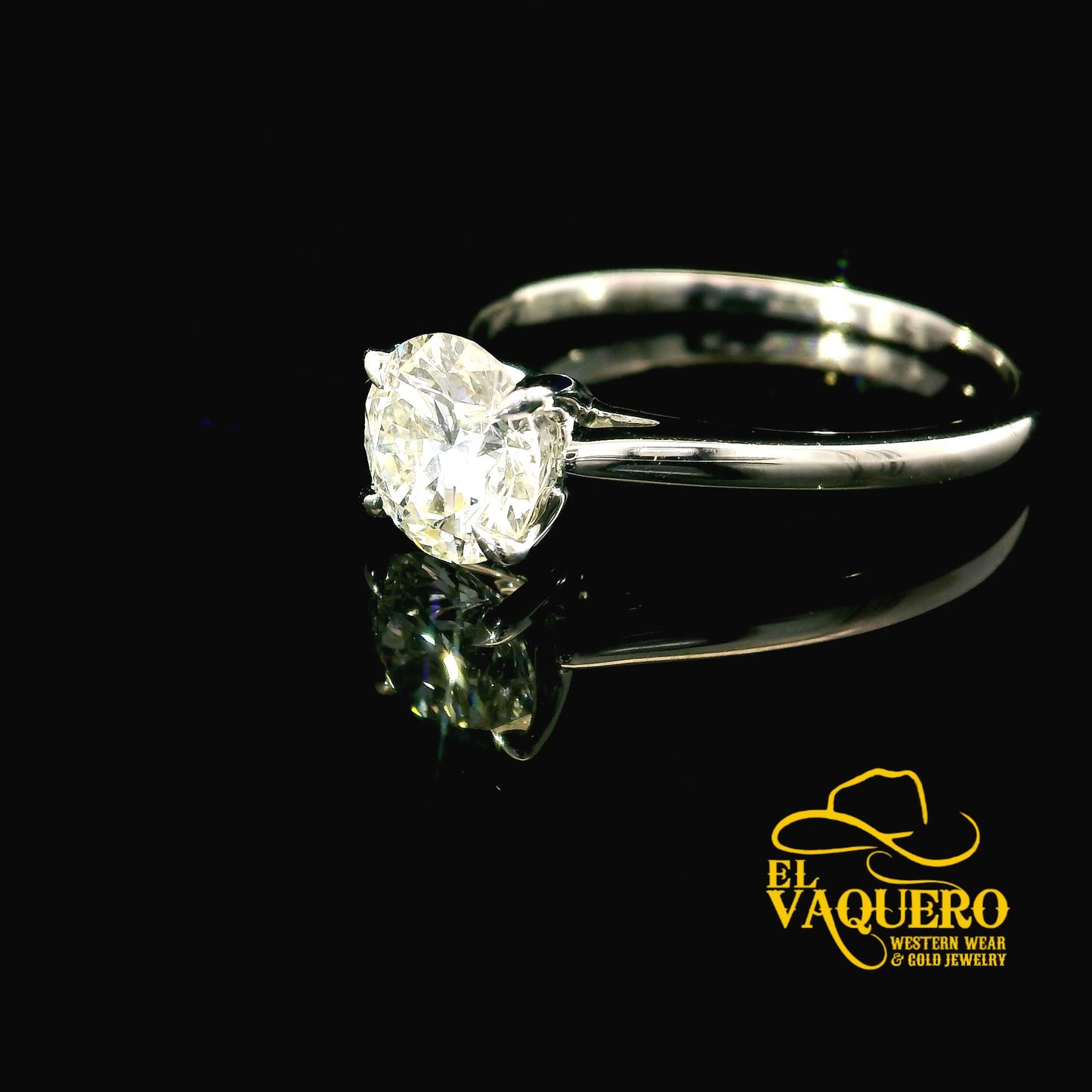 14K White Gold Solitaire CVD Diamond Engagement Ring