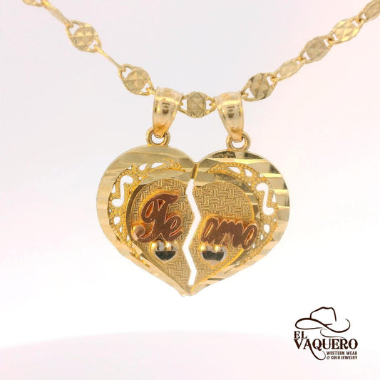 14K Gold “Te Amo” Break-Apart Heart Pendant