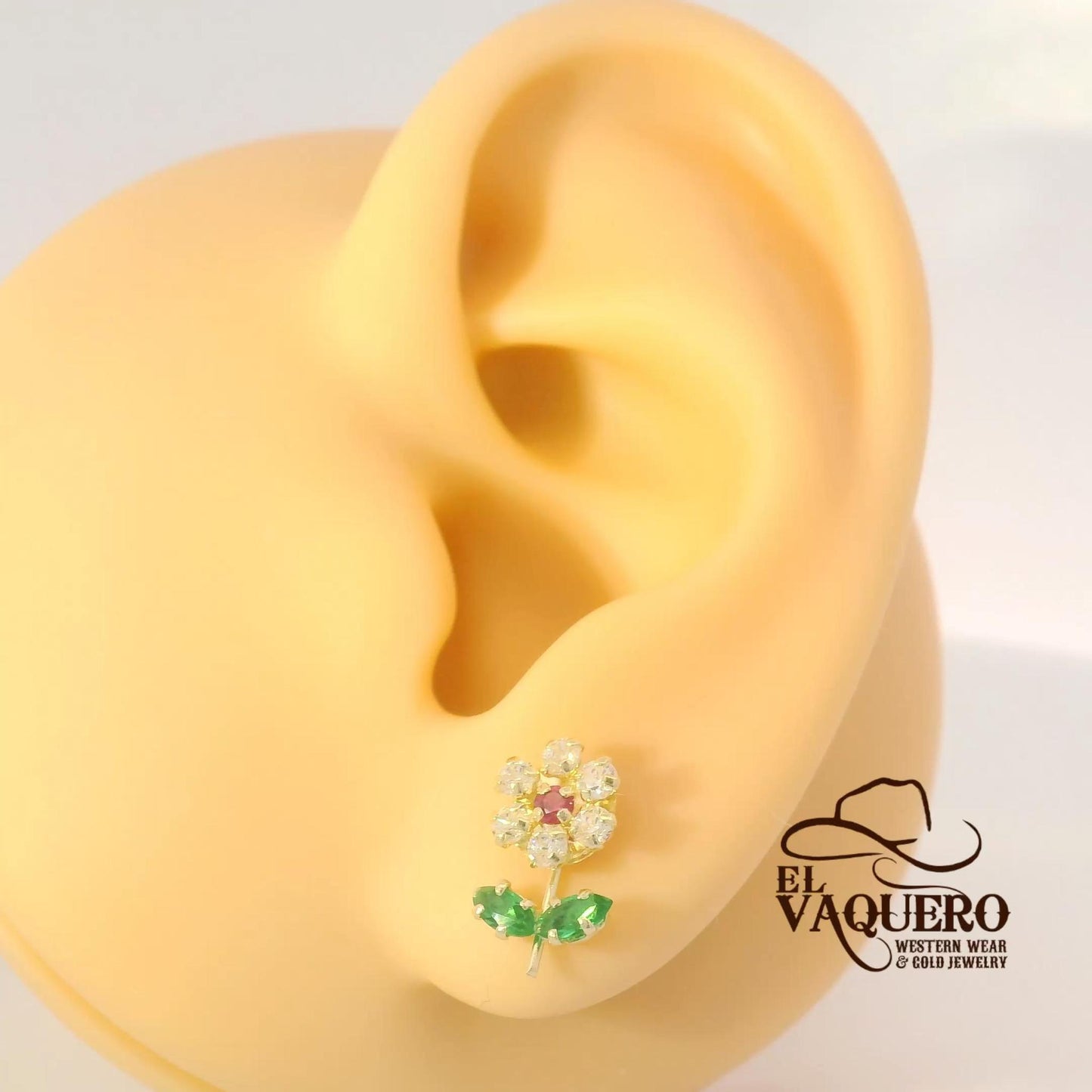 14K Gold Flower Stud Earrings