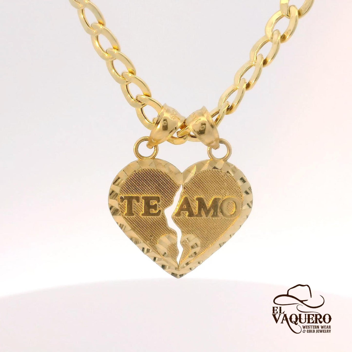 14K Gold “Te Amo” Break-Apart Heart Pendant