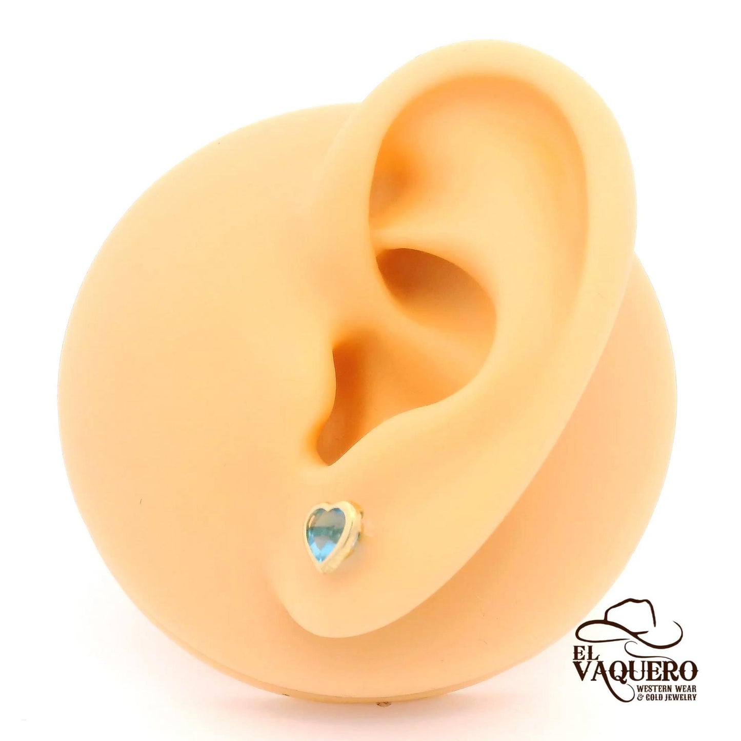 14K Gold Heart Gemstone Stud Earrings