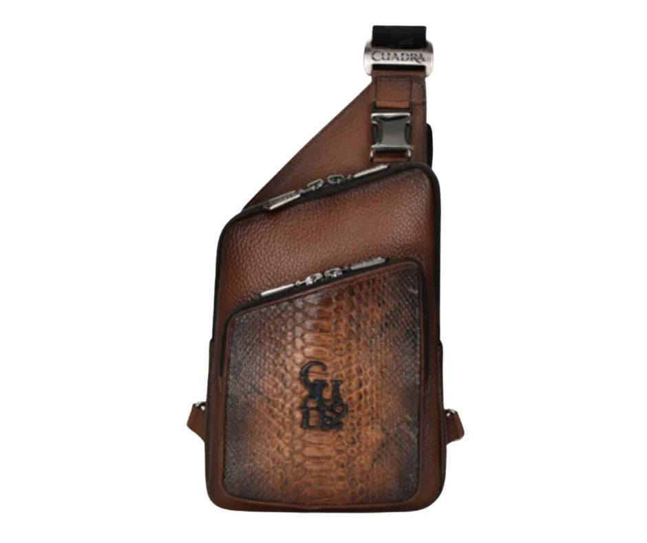 Cuadra DU503 MN Over Brown Exotic Python Leather Shoulder Bag