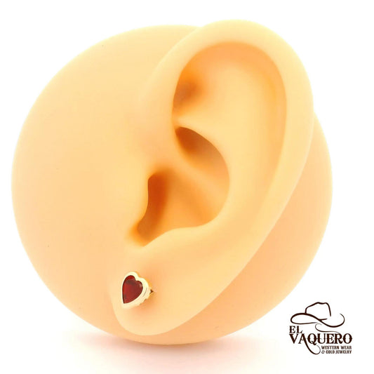 14K Gold Heart Gemstone Stud Earrings