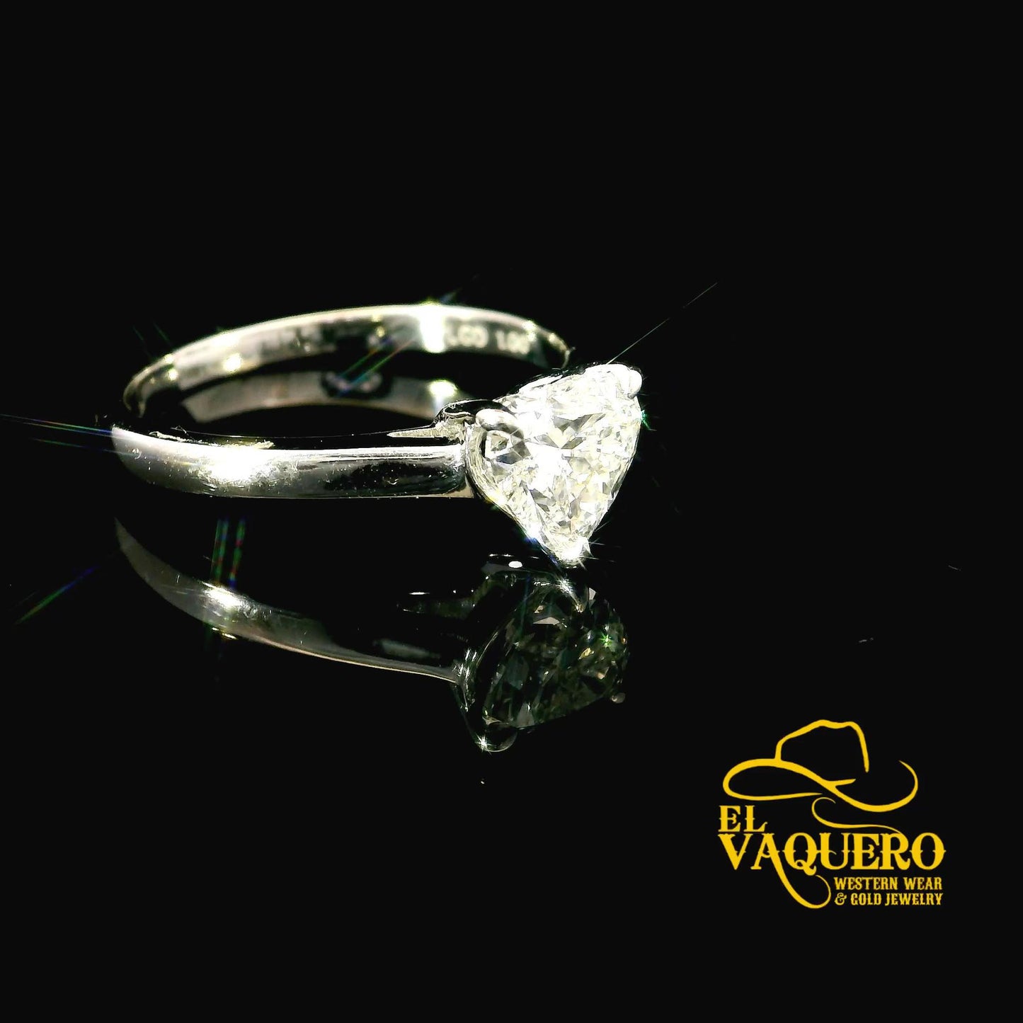 14K Gold Heart-Cut Solitaire CVD Diamond Engagement Ring