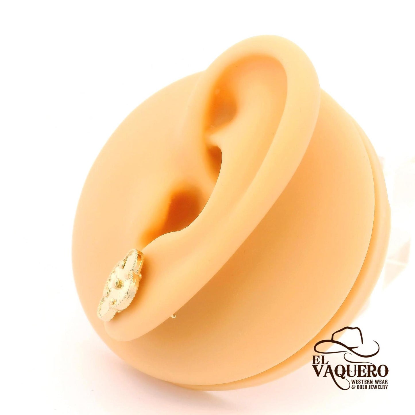 14K Gold Clover Stud Earrings