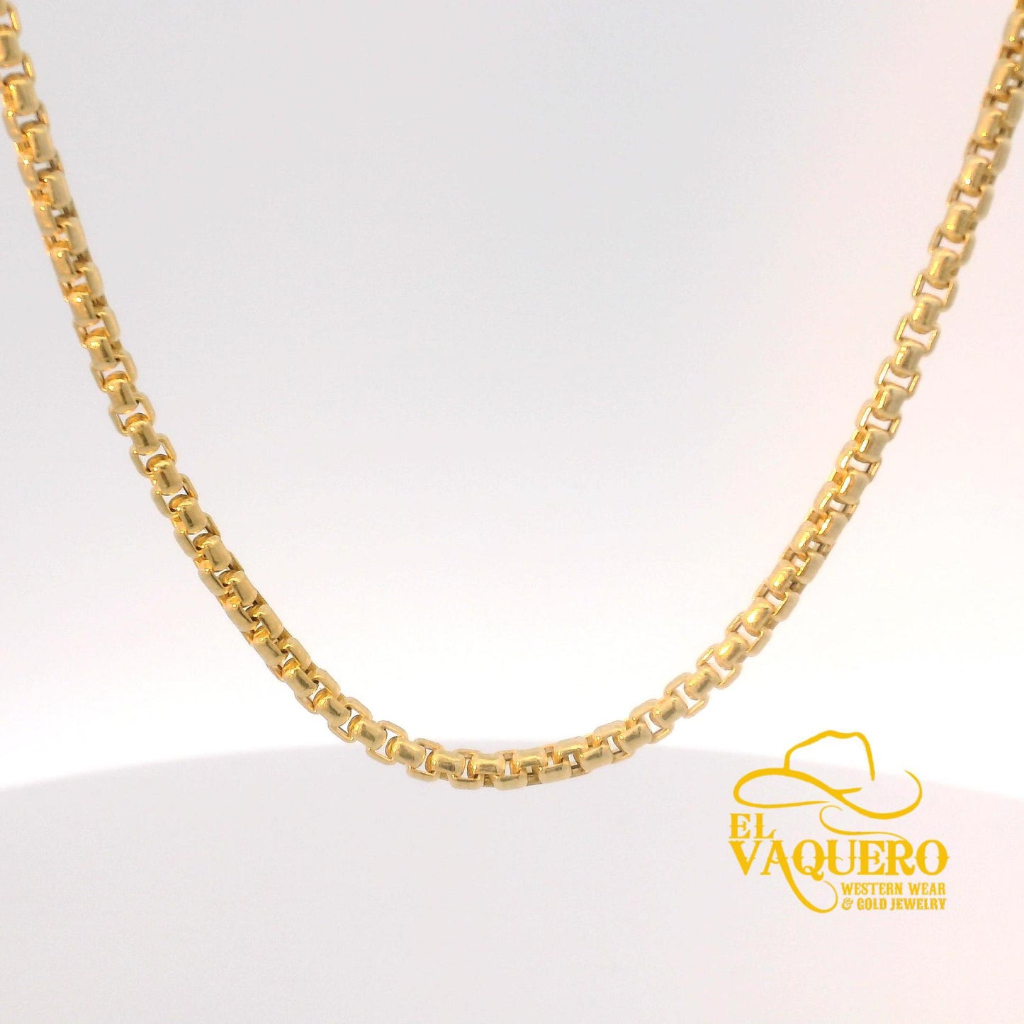 10K Gold Box Round Necklace