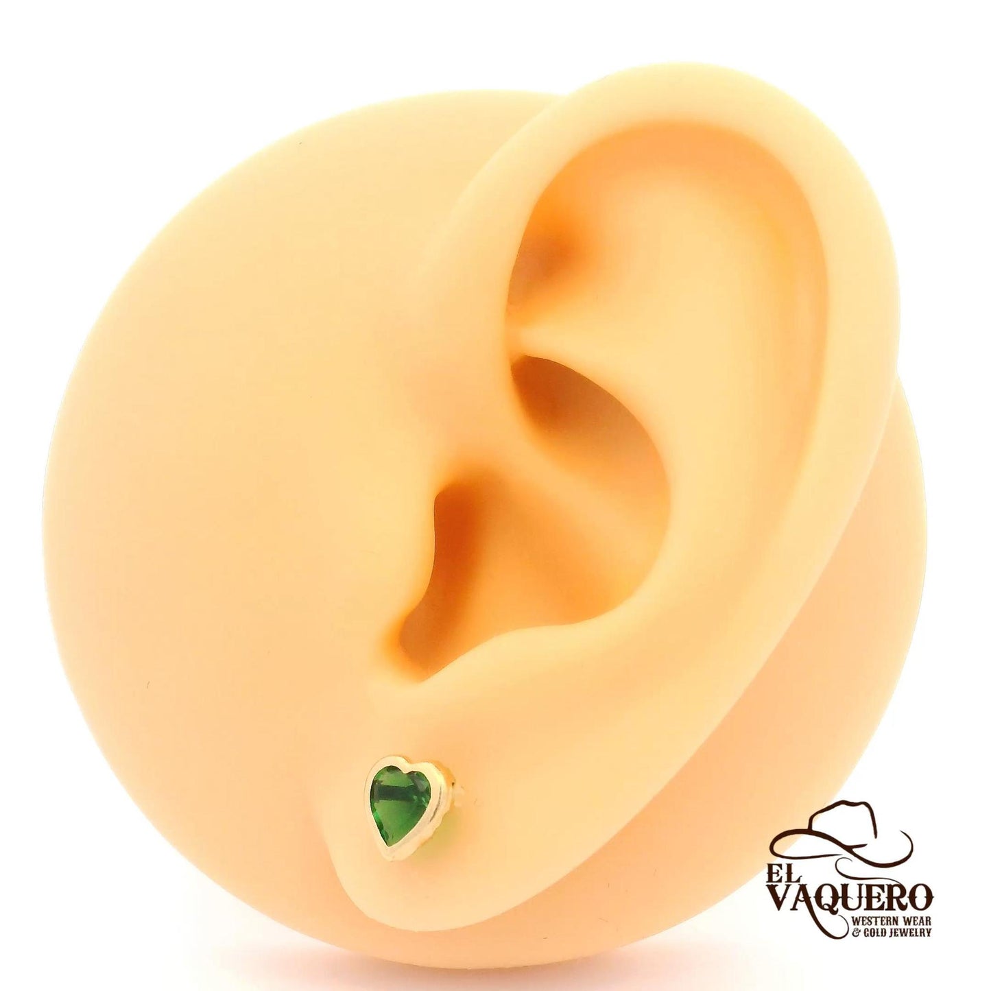 14K Gold Heart Gemstone Stud Earrings