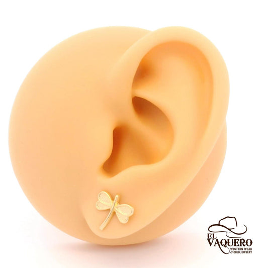 14K Gold Dragonfly Stud Earrings