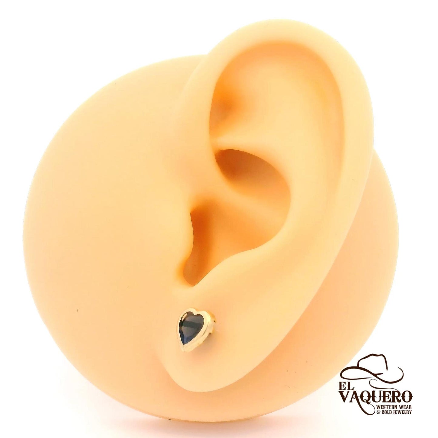 14K Gold Heart Gemstone Stud Earrings