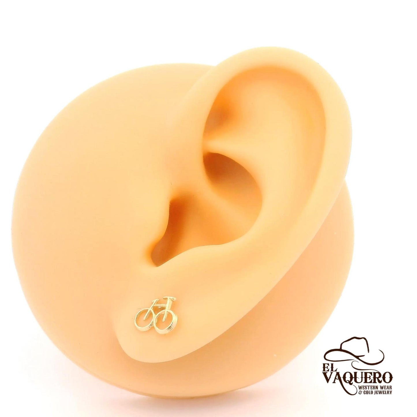 14K Gold Bicycle Stud Earrings