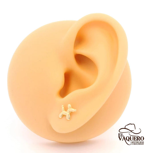 14K Gold Balloon Dog Stud Earrings