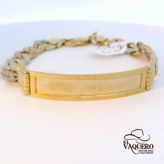 10K Tri-Tone Engraveable ID Bracelet