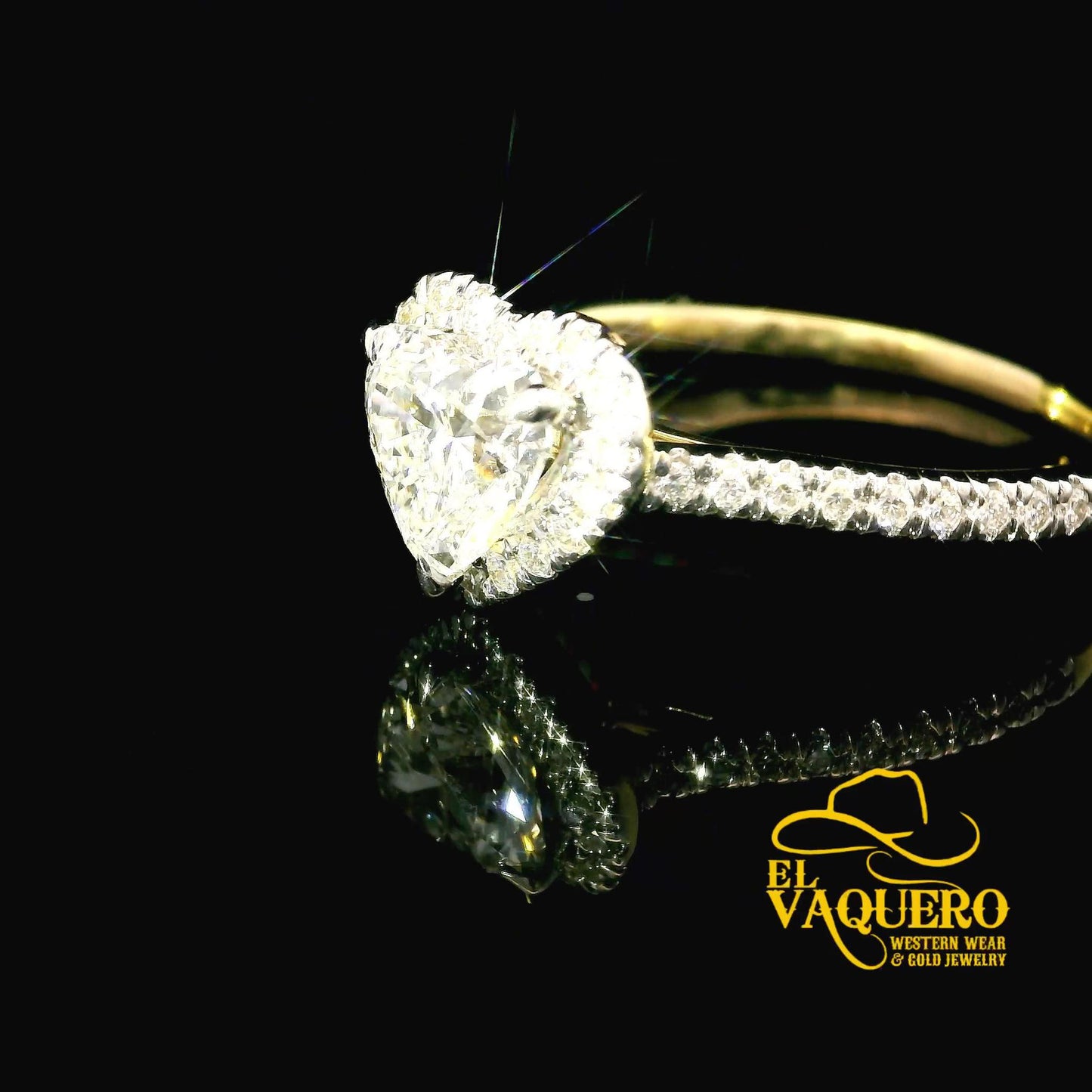 14K Gold Heart Solitaire CVD Diamond Engagement Ring