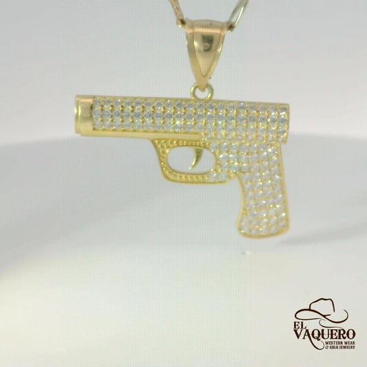 14K Gold Gun Pendant