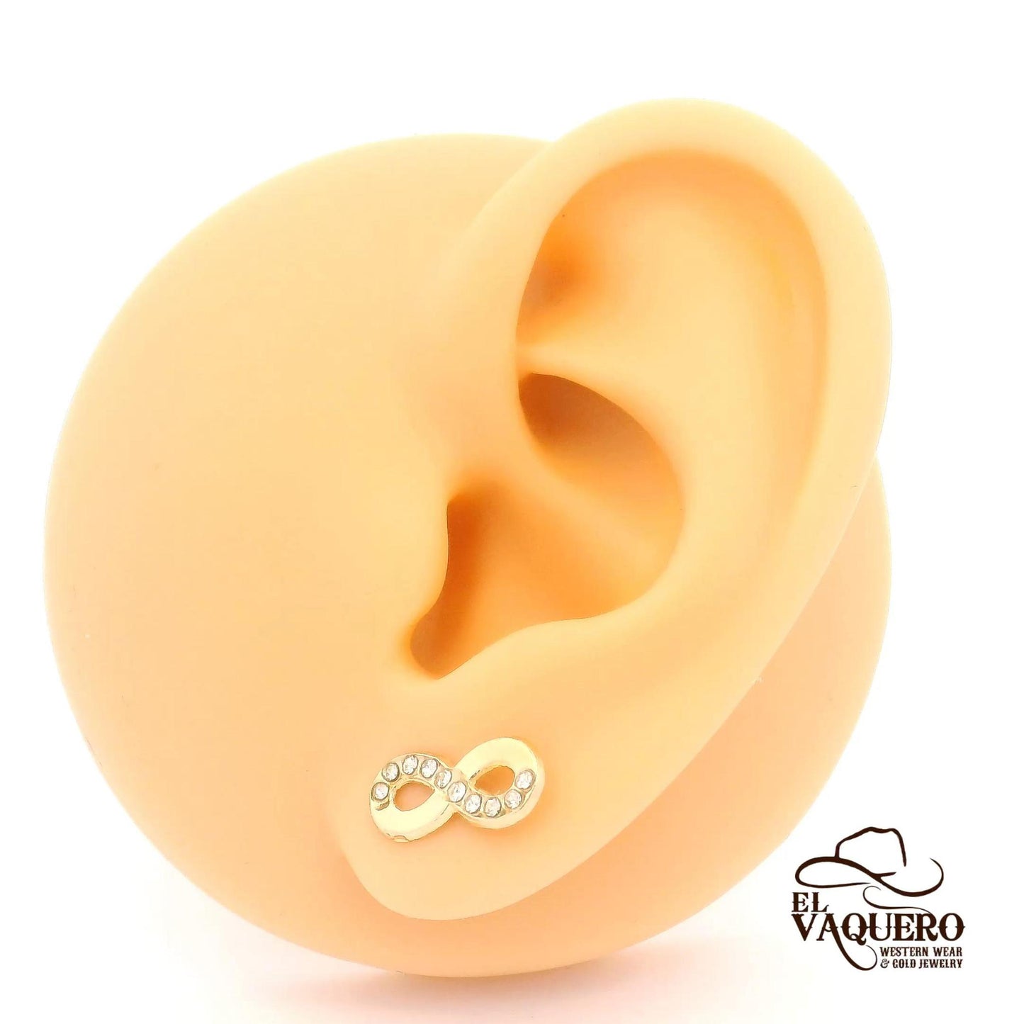 14K Gold Infinity Stud Earrings with CZ