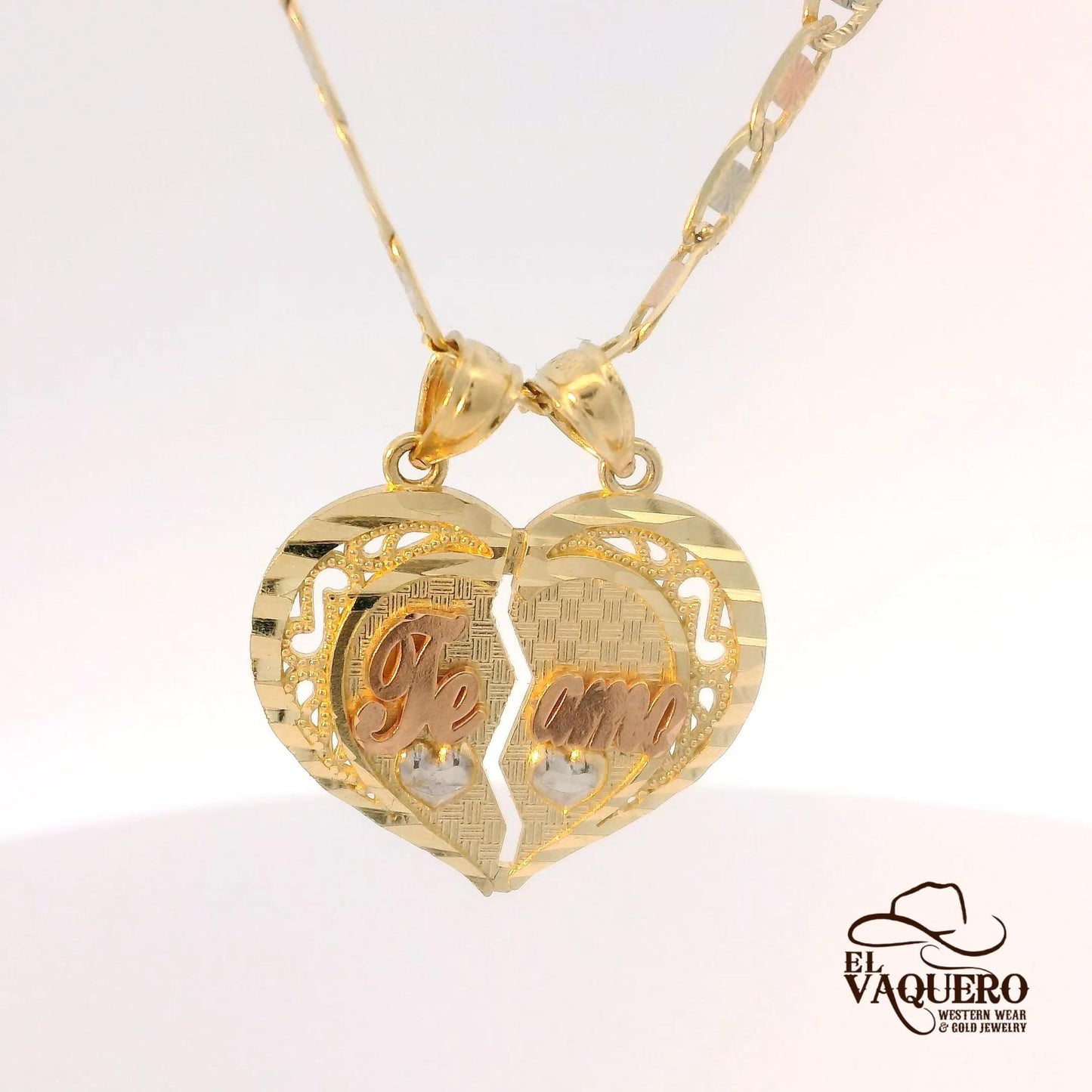 14K Gold “Te Amo” Break-Apart Heart Pendant