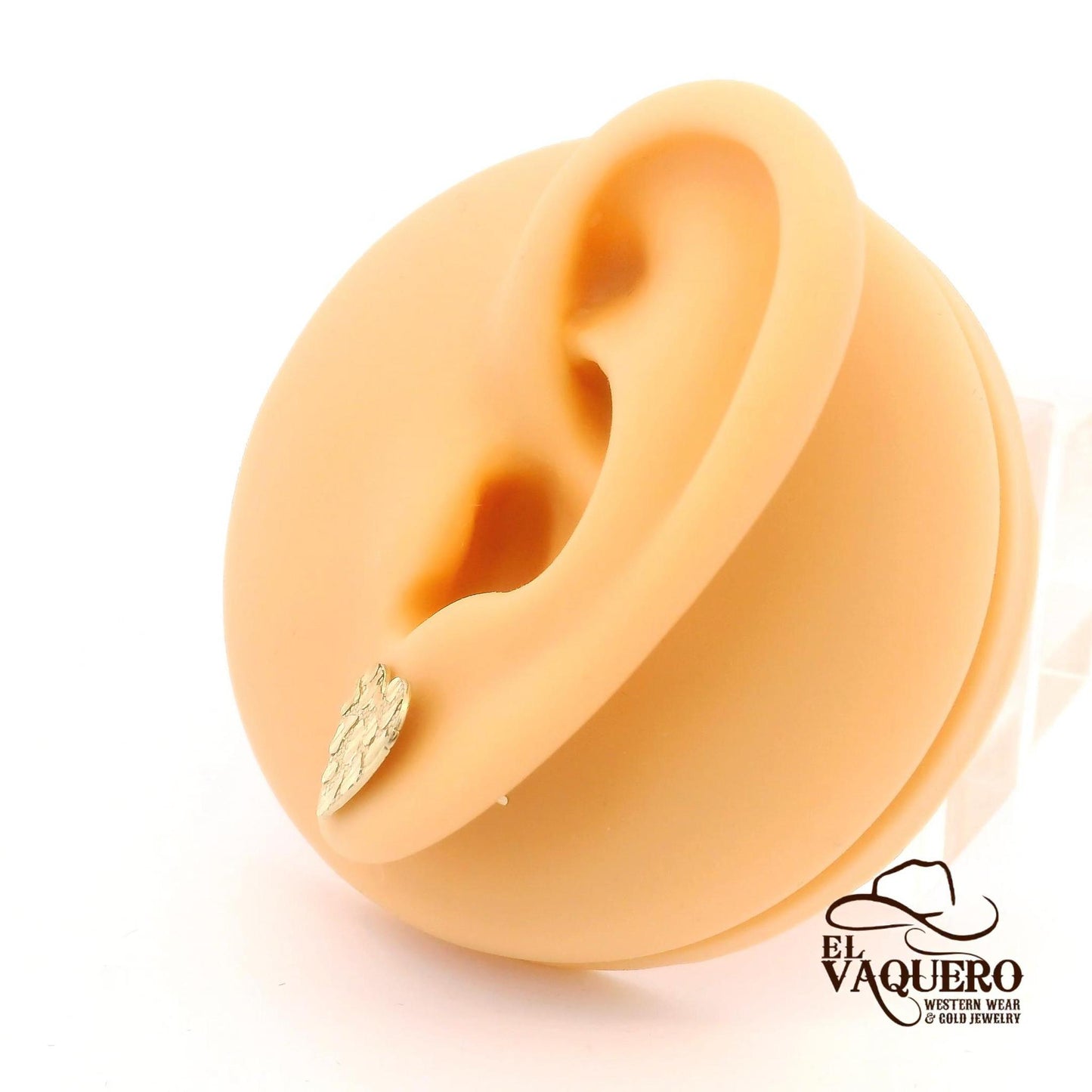 14K Gold Nugget Heart Stud Earrings