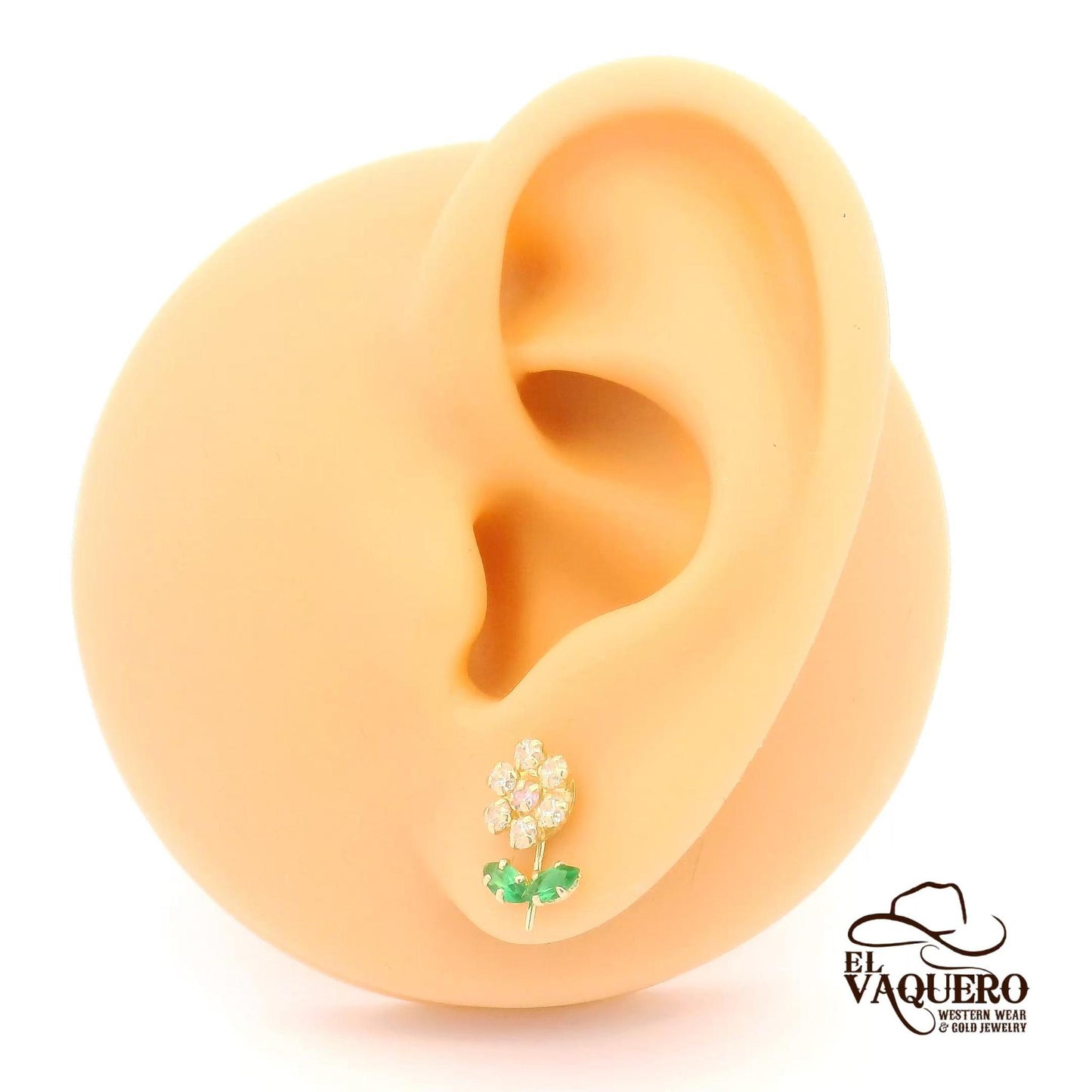 14K Gold Flower Stud Earrings