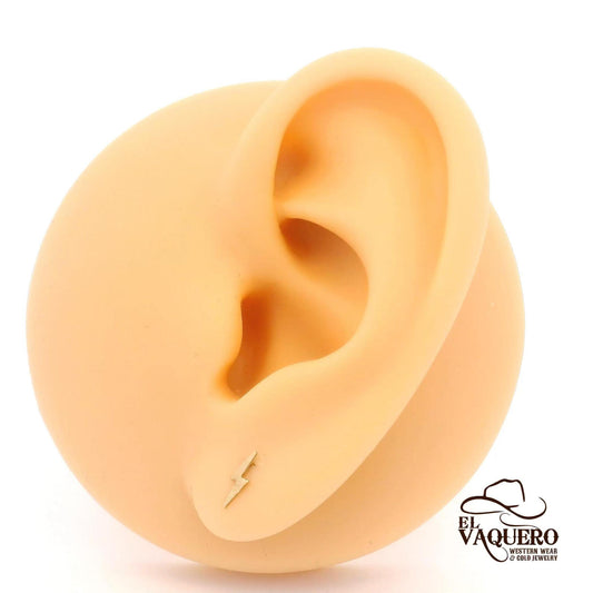 14K Gold Lightning Bolt Stud Earring